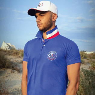 Polo N°7 Blason CR "Tricolor" Royal Homme