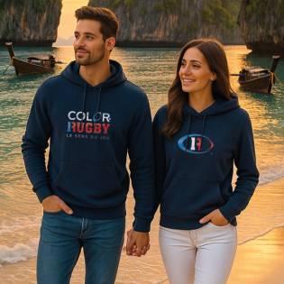 N1 Color Rugby Sweat-Shirt Unisexe à Capuche