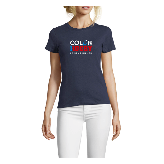 T-shirt N°1 Color Rugby "ajusté" marine femme